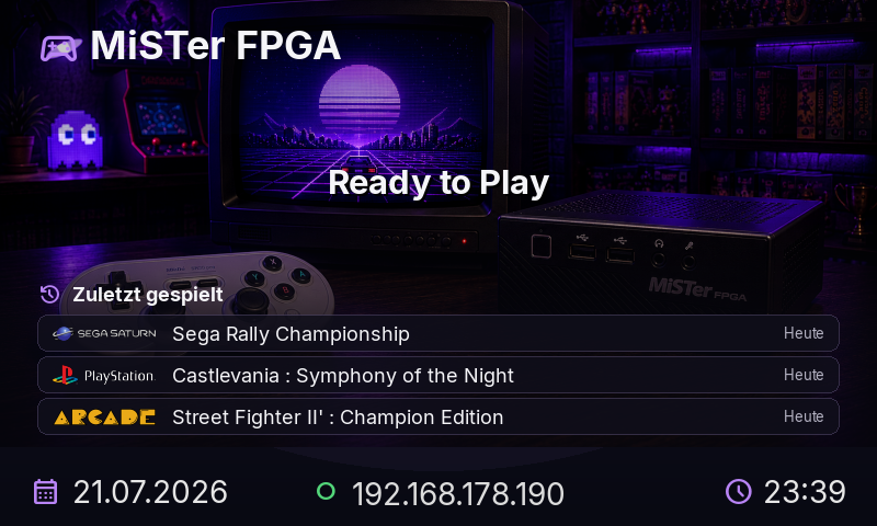 SmartPi OS MiSTer FPGA main menu
